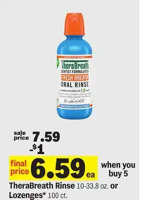 Meijer TheraBreath Rinse 10-33.8 oz. or Lozenges* 100 ct offer