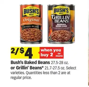 Meijer Bush's Baked Beans 27.5-28 oz. or Grillin' Beans 21.7-27.5 oz offer