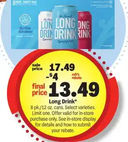 Meijer Long Drink offer