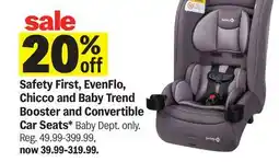 Meijer Safety First, EvenFlo, Chicco and Baby Trend Booster and Convertible Car Seats offer