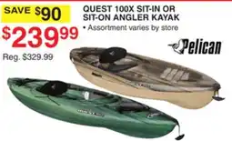 Dunham's Sports PELICAN QUEST 100X SIT-IN OR SIT-ON ANGLER KAYAK offer