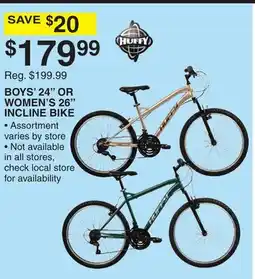 Dunham's Sports BOYS' 24 OR WOMEN'S 26 INCLINE BIKE offer