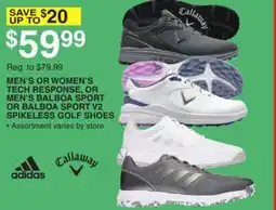 Dunham's Sports MEN'S OR WOMEN'S TECH RESPONSE, OR MEN'S BALBOA SPORT OR BALBOA SPORT V2 SPIKELESS GOLF SHOES offer
