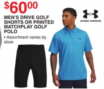 Dunham's Sports UNDER ARMOUR MEN'S DRIVE GOLF SHORTS OR PRINTED MATCHPLAY GOLF POLO offer