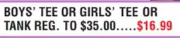 Dunham's Sports BOYS' TEE OR GIRLS' TEE OR TANK offer