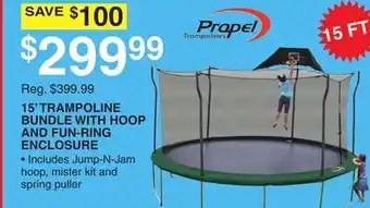 Dunham's Sports 15' TRAMPOLINE BUNDLE WITH HOOP AND FUN-RING ENCLOSURE offer