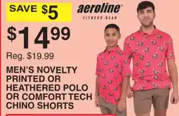 Dunham's Sports MEN'S NOVELTY PRINTED OR HEATHERED POLO OR COMFORT TECH CHINO SHORTS offer