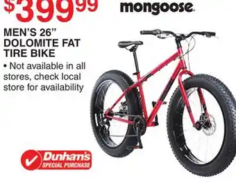 Dunham's Sports MONGOOSE MEN'S 26 DOLOMITE FAT TIRE BIKE offer