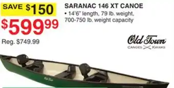 Dunham's Sports OLD TOWN SARANAC 146 XT CANOE offer