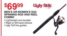Dunham's Sports UGLY STIK MEN'S OR WOMEN'S GX2 SPINNING ROD AND REEL COMBO offer