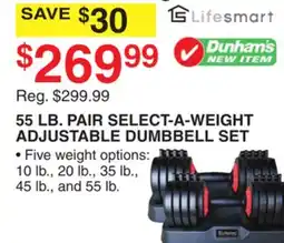 Dunham's Sports 55 LB. PAIR SELECT-A-WEIGHT ADJUSTABLE DUMBBELL SET offer