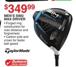 Dunham's Sports TAYLORMADE MEN'S SIM2 MAX DRIVER offer