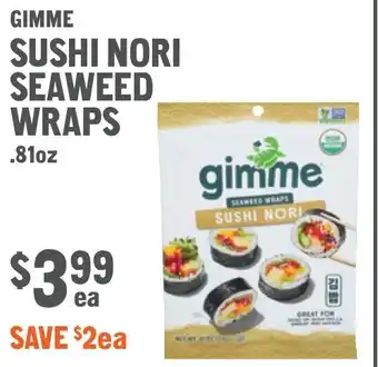 New Seasons Market Gimme sushi nori seaweed wraps offer