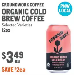 New Seasons Market Groundwork coffee organic cold brew coffee offer