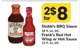Safeway Stubb's BBQ Sauce & Frank's Red Hot Wing or Hot Sauce offer