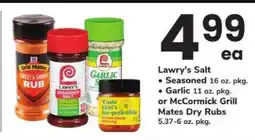 Safeway Lawry's Salt or McCormick Grill Mates Dry Rubs offer