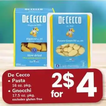 Safeway De Cecco Pasta or Gnocchi offer