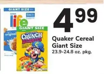 Safeway Quaker Cereal Giant Size offer
