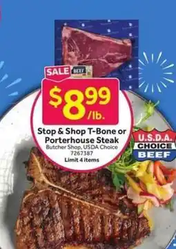 Stop&Shop Stop & Shop T-Bone or Porterhouse Steak offer