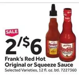 Stop&Shop Frank’s Red Hot Original or Squeeze Sauce offer