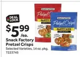 Stop&Shop Snack Factory Pretzel Crisps offer