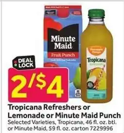 Stop&Shop Tropicana Refreshers or Lemonade or Minute Maid Punch offer