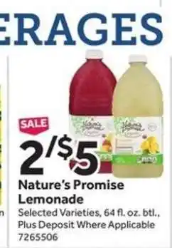 Stop&Shop Nature's Promise Lemonade offer