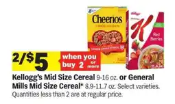 Meijer Kellogg’s or General Mills Mid Size Cereal offer
