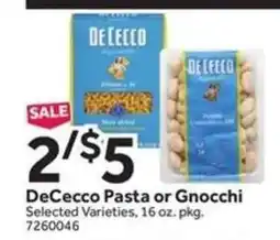 Stop&Shop DeCecco Pasta or Gnocchi offer
