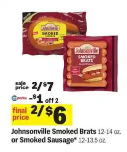 Meijer Johnsonville Smoked Brats or Smoked Sausage offer