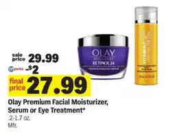 Meijer Olay Premium Facial Moisturizer, Serum or Eye Treatment offer