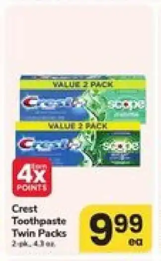 Safeway Crest Toothpaste Twin Packs offer