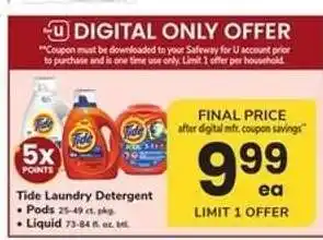 Safeway Tide Laundry Detergent offer