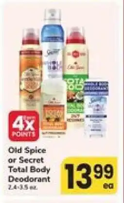 Safeway Old Spice or Secret Total Body Deodorant offer