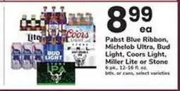 Safeway Pabst Blue Ribbon, Michelob Ultra, Bud Light, Coors Light, Miller Lite or Stone offer