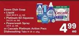 Safeway Dawn Dish Soap or Cascade Platinum Action Pacs offer