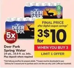 Safeway Deer Park Spring Water offer