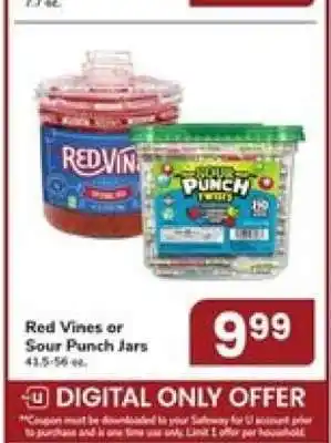 Safeway Red Vines or Sour Punch Jars offer