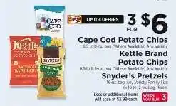 ShopRite Cape Cod Potato Chips, Kettle Brand Potato Chips, Snyder’s Pretzels offer