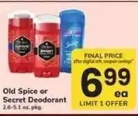 Safeway Old Spice or Secret Deodorant offer
