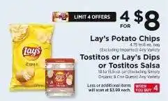 ShopRite Lay's Potato Chips & Tostitos or Lay's Dips or Tostitos Salsa offer
