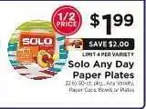 ShopRite Solo Any Day Paper Plates offer