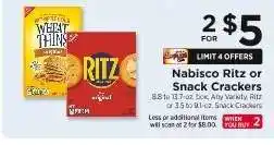 ShopRite Nabisco Ritz or Snack Crackers offer