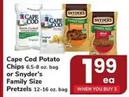 Safeway Cape Cod Potato Chips or Snyder's Family Size Pretzels offer