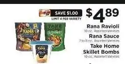 ShopRite Rana Ravioli / Rana Sauce / Take Home Skillet Bombs offer