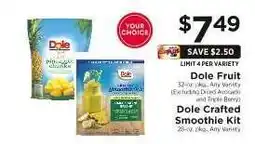 ShopRite Dole Fruit or Dole Crafted Smoothie Kit offer