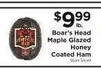 ShopRite Boar's Head Maple Glazed Honey Coated Ham offer