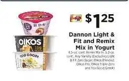 ShopRite Dannon Light & Fit and Remix Mix in Yogurt offer
