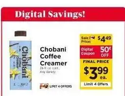 ShopRite Chobani Coffee Creamer offer