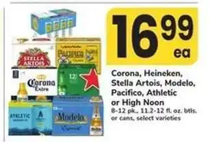 Safeway Corona, Heineken, Stella Artois, Modelo, Pacifico, Athletic or High Noon offer
